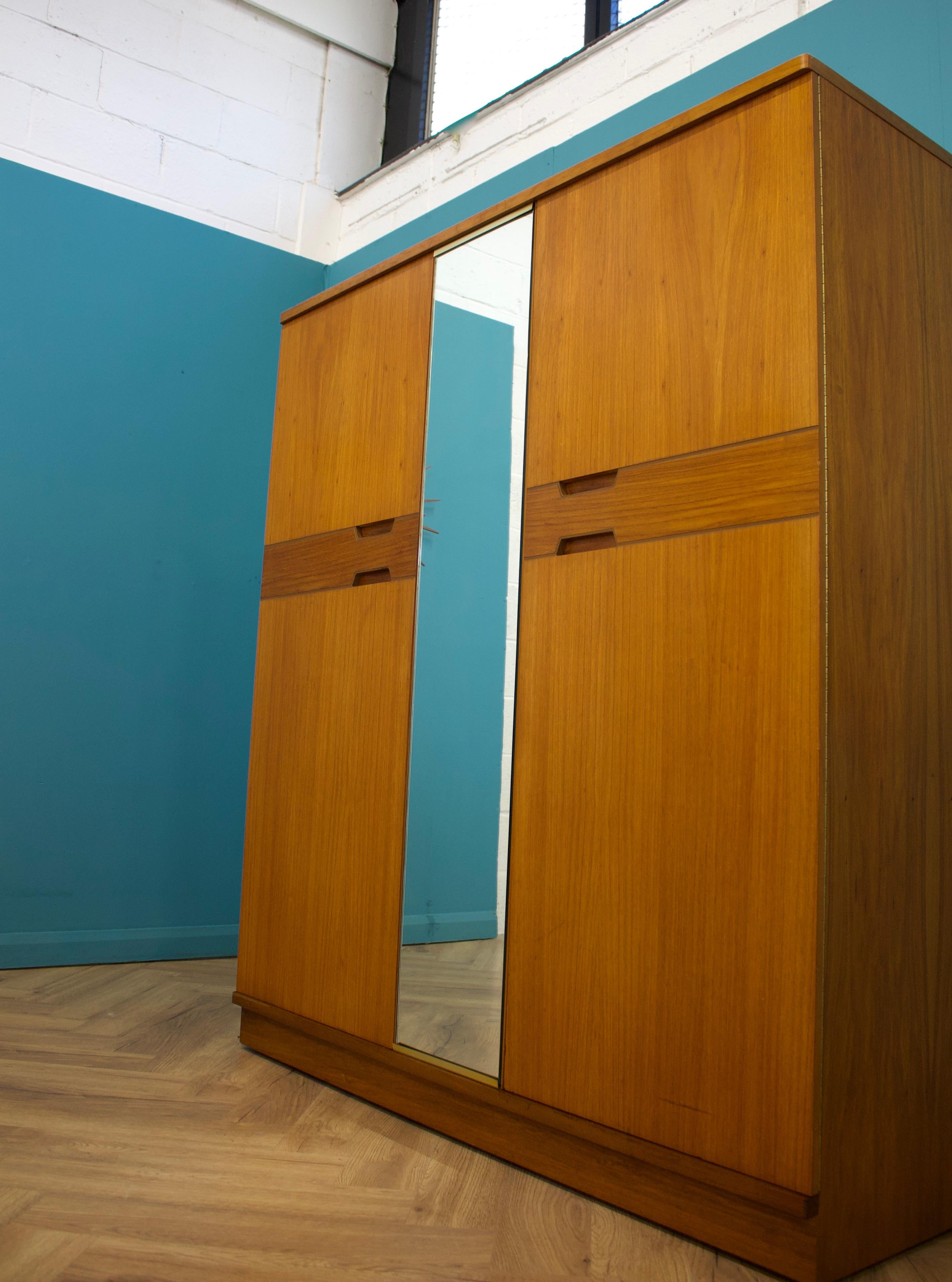 Teak Wardrobe from Uniflex, 1960s In Good Condition In South Shields, GB