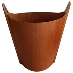 Teak Waste Paper Bin Designed by Einar Barnes for P S Heggen Norway Midcentury