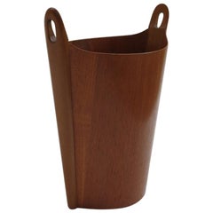 Teak Waste Paper Bin Designed by Einar Barnes for P S Heggen Norway Midcentury