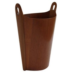 Retro Teak Waste Paper Bin Designed by Einar Barnes for P S Heggen Norway Midcentury