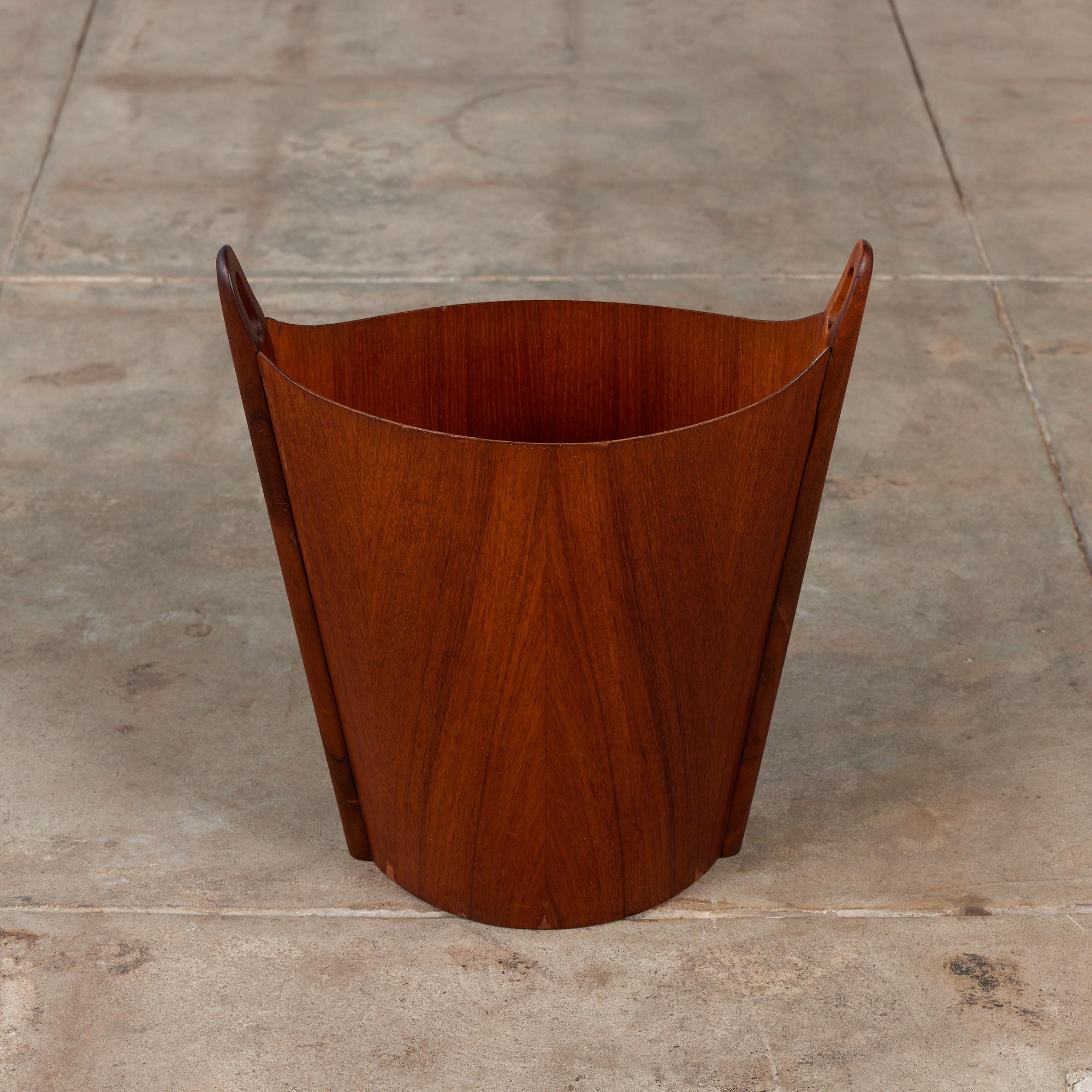 Oiled Teak Wastebasket by Einar Barnes for P.S. Heggen For Sale