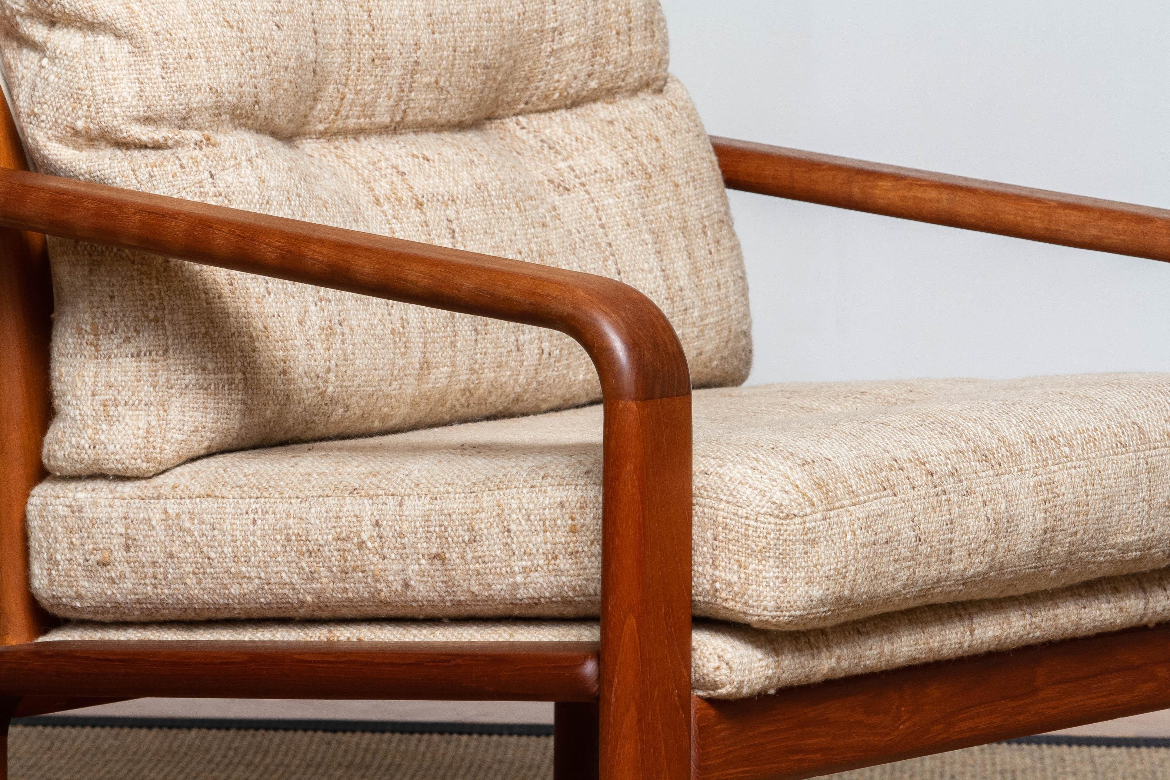 Teak with Wool Cushions Lounge / Easy / Club Chair by DHS Design Denmark 1980 For Sale 4