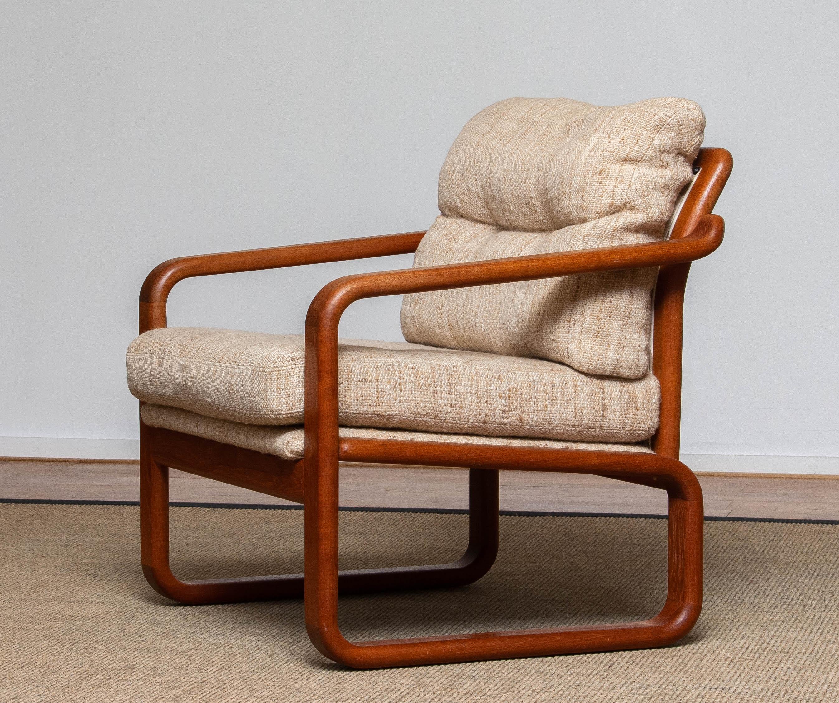 Typical and beautiful craftsman lounge / easy chair from the 1980's and designed and made by DHS Design from Denmark. Only the best materials and techniques are used for building this chair that supports great. Overall in very good condition.

