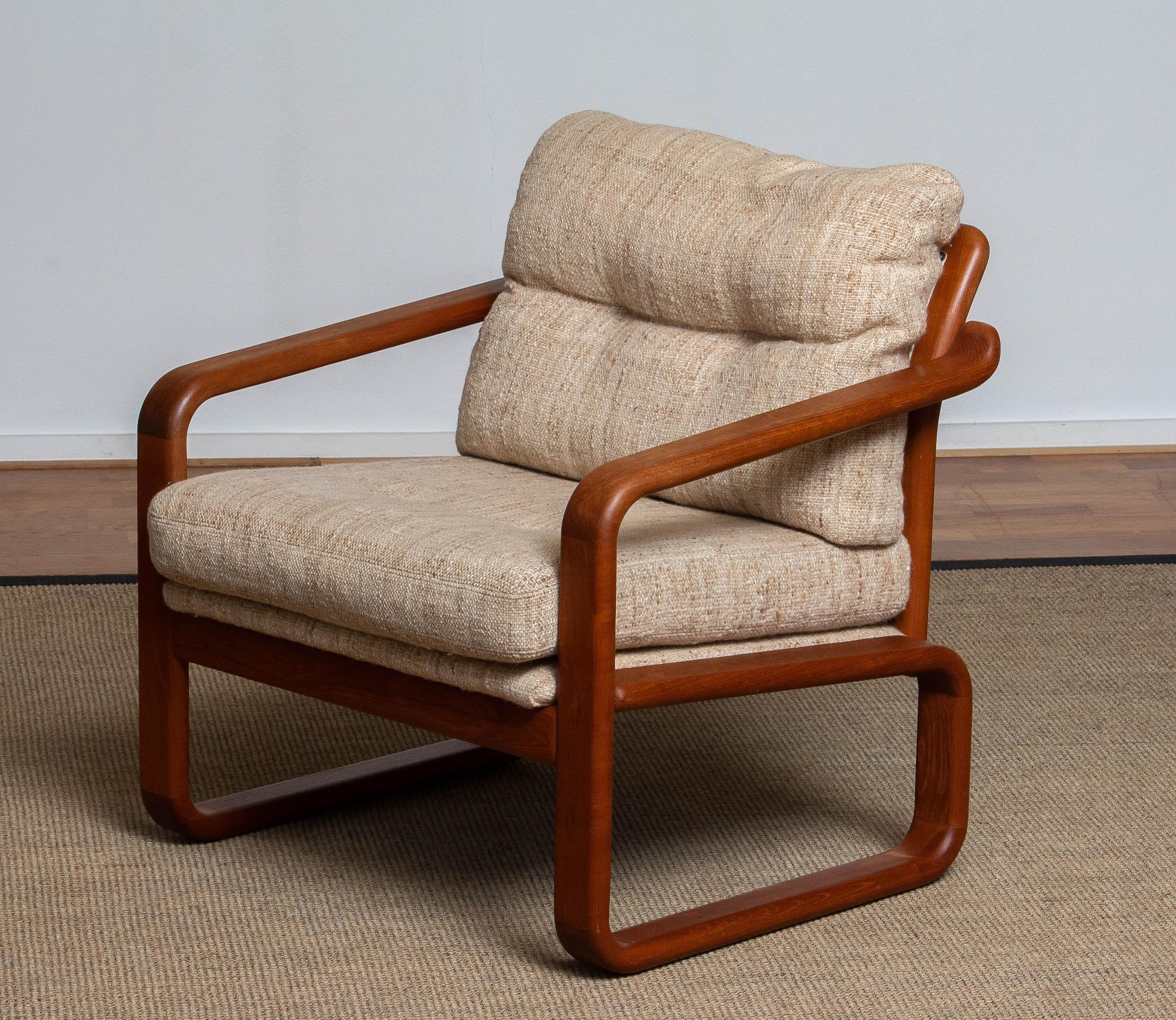 Scandinavian Modern Teak with Wool Cushions Lounge / Easy / Club Chair by DHS Design Denmark 1980 For Sale
