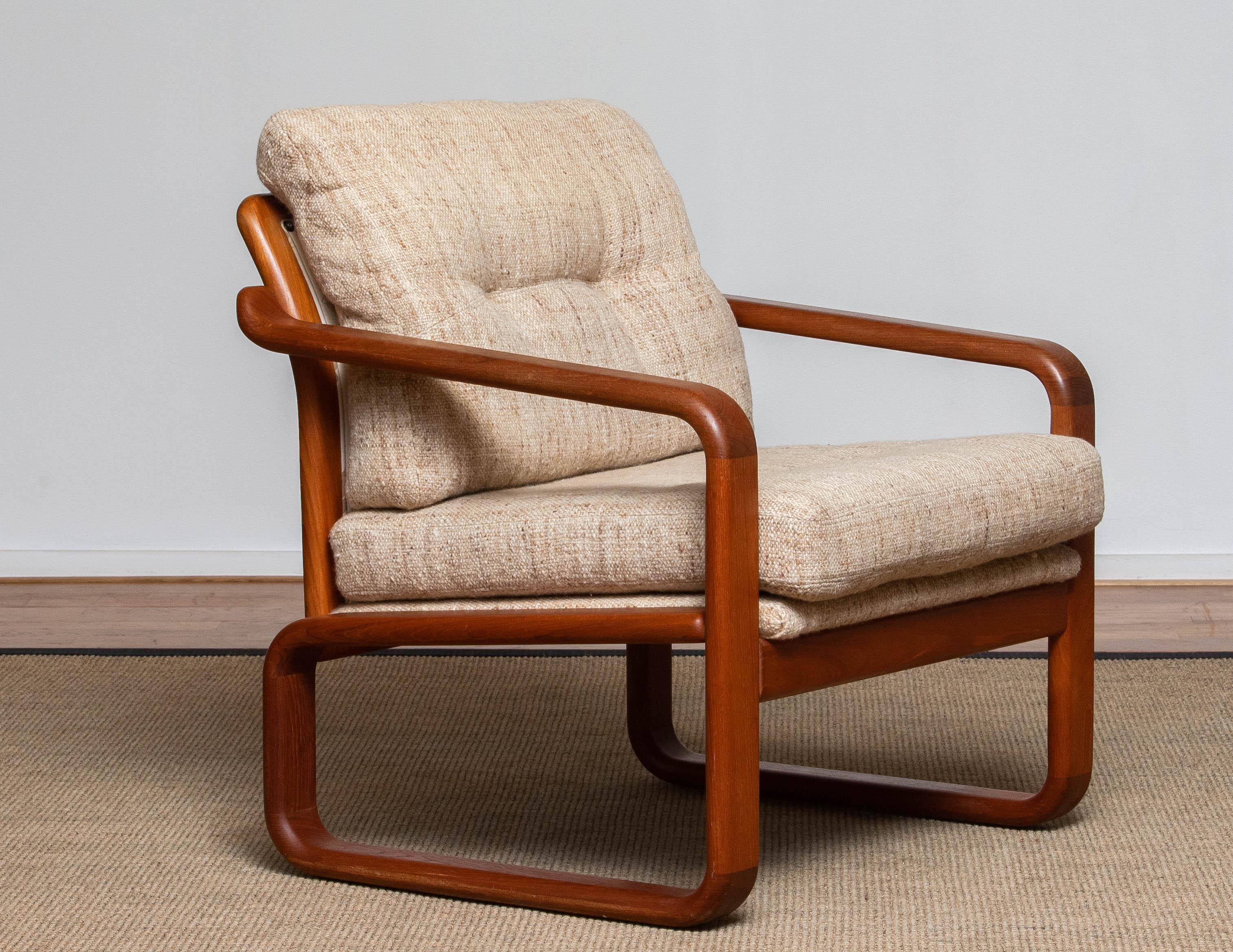 Scandinavo moderno Sedia Lounge / Easy / Club in teak con cuscini in lana di Dhs Designs Danimarca 1980 in vendita