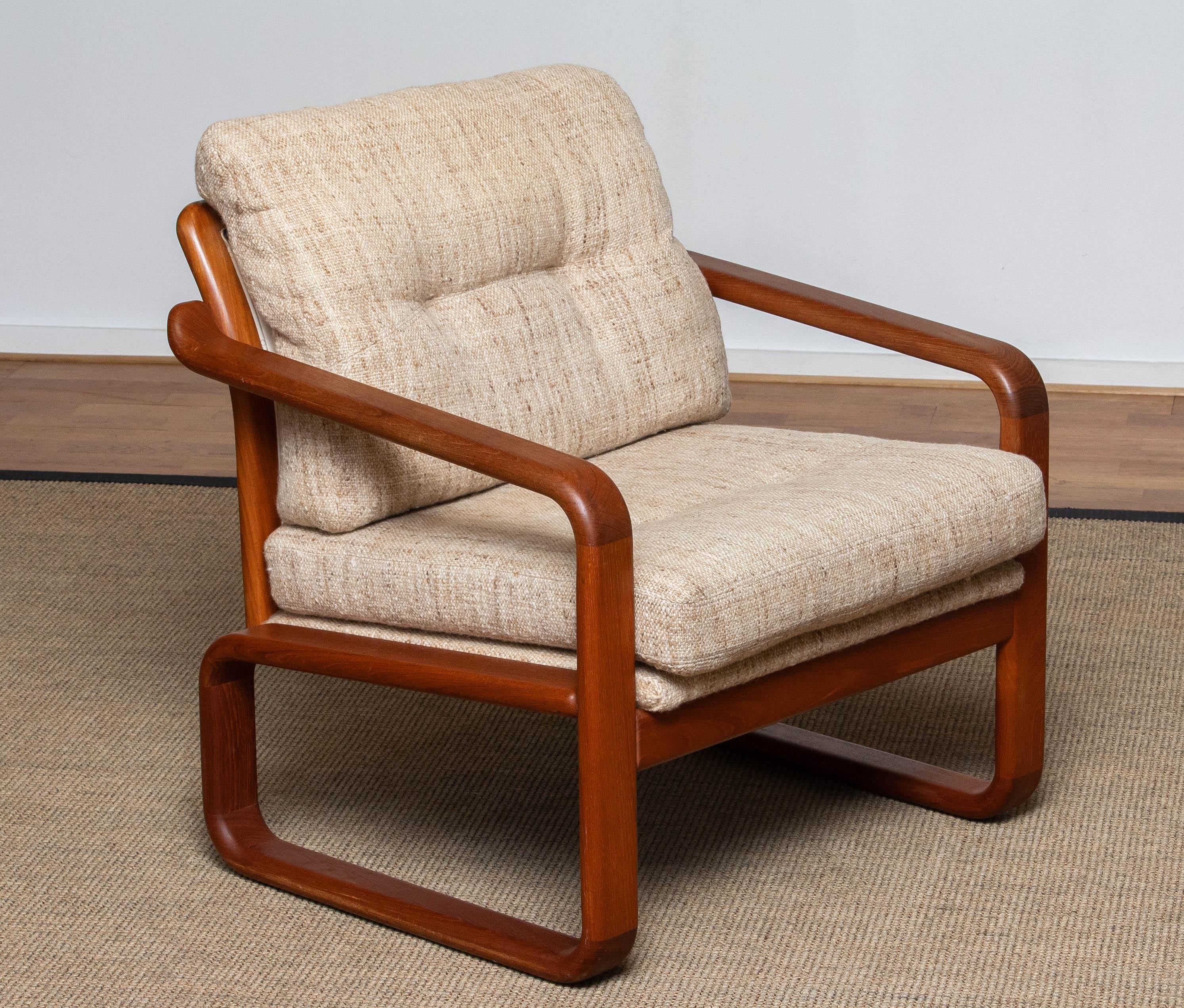 Danese Sedia Lounge / Easy / Club in teak con cuscini in lana di Dhs Designs Danimarca 1980 in vendita