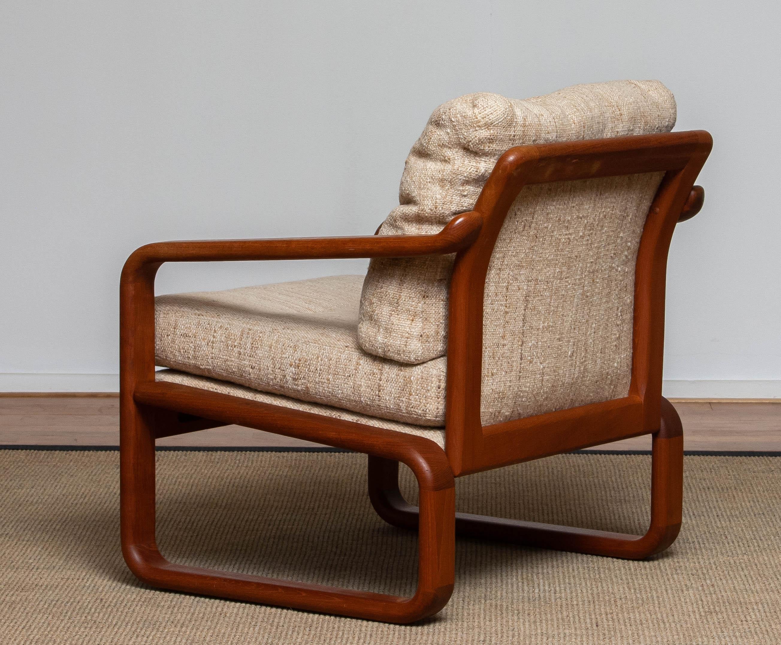 Teak with Wool Cushions Lounge / Easy / Club Chair by DHS Design Denmark 1980 In Good Condition For Sale In Silvolde, Gelderland
