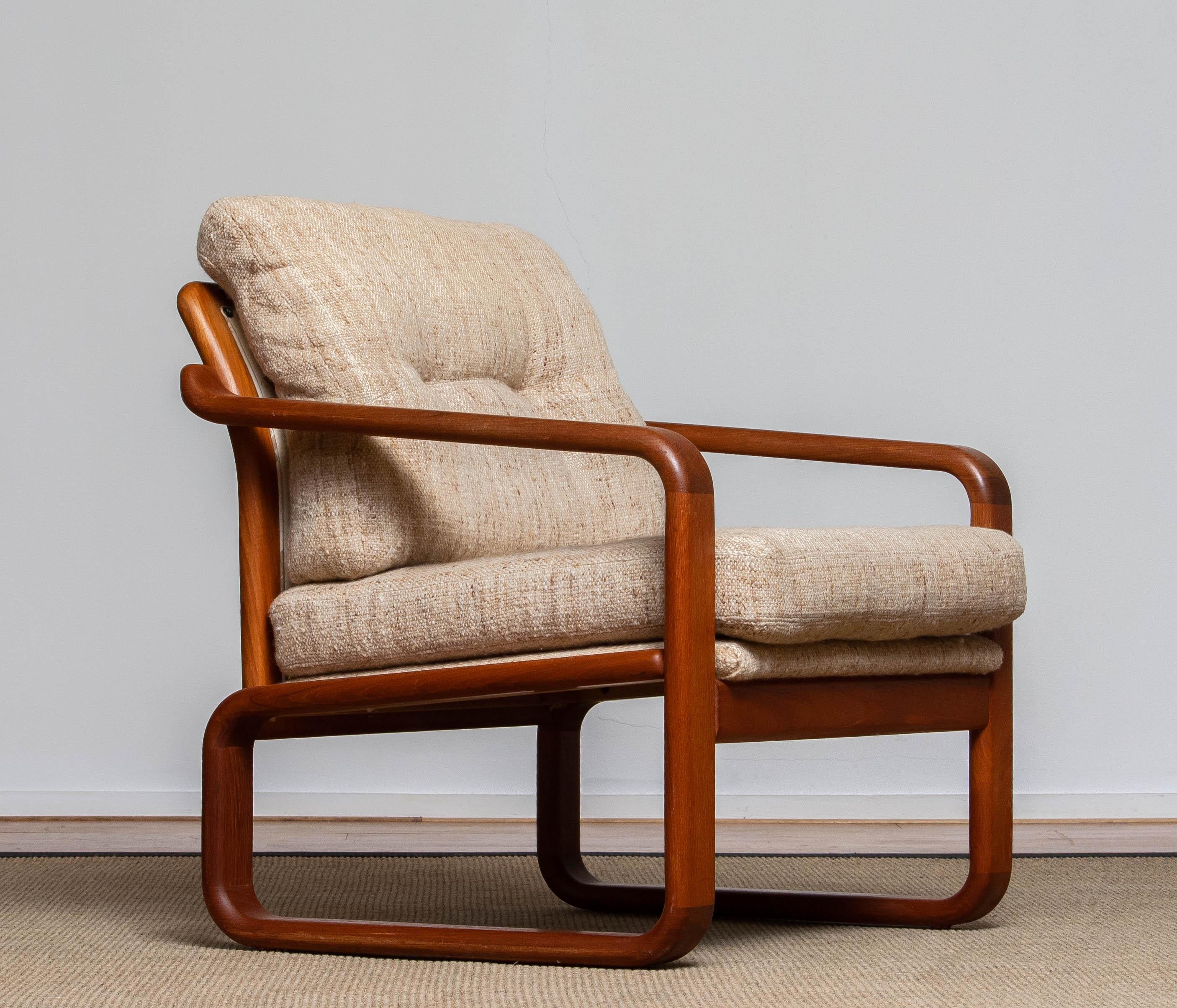 Sedia Lounge / Easy / Club in teak con cuscini in lana di Dhs Designs Danimarca 1980 In condizioni buone in vendita a Silvolde, Gelderland