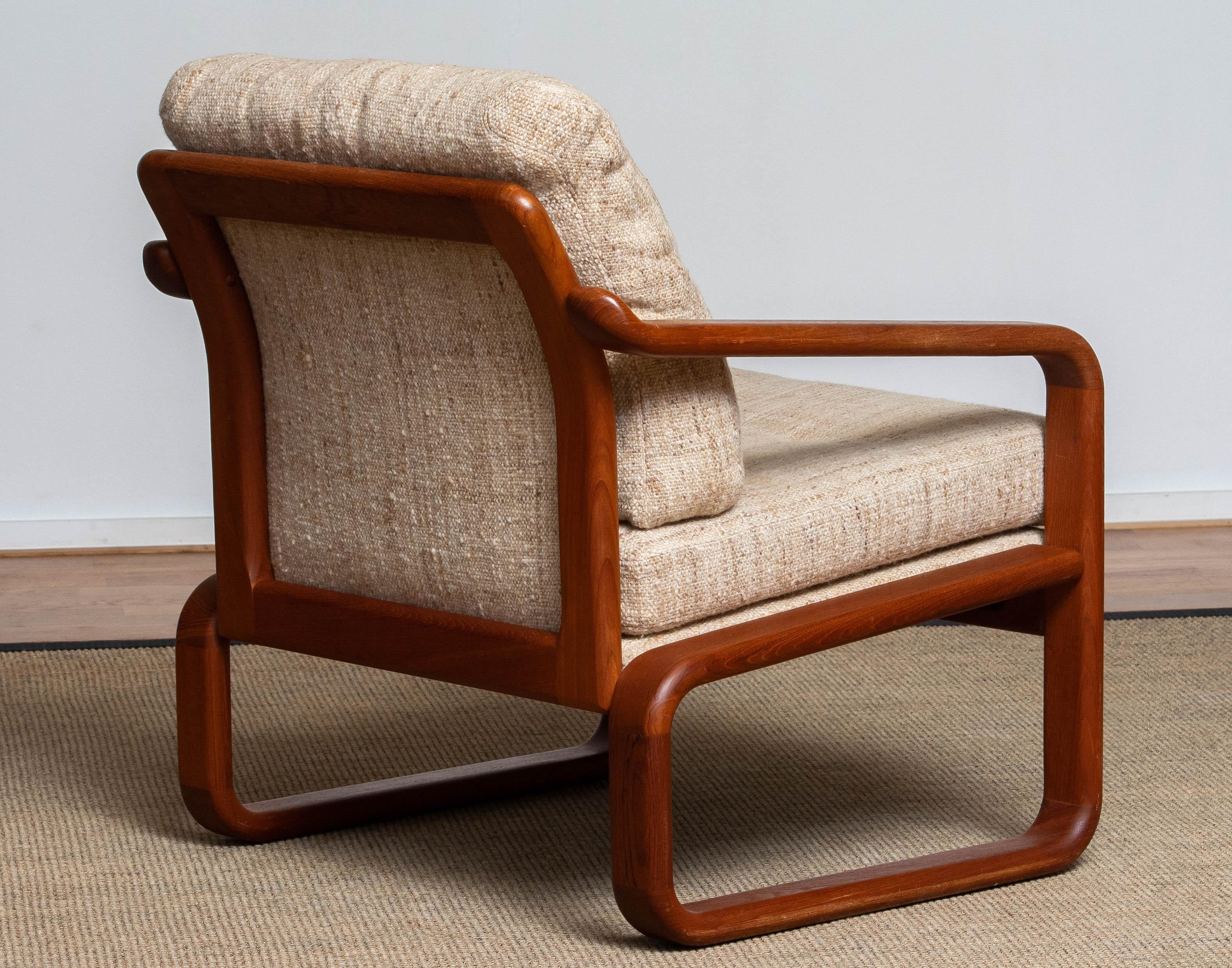 Lana Sedia Lounge / Easy / Club in teak con cuscini in lana di Dhs Designs Danimarca 1980 in vendita