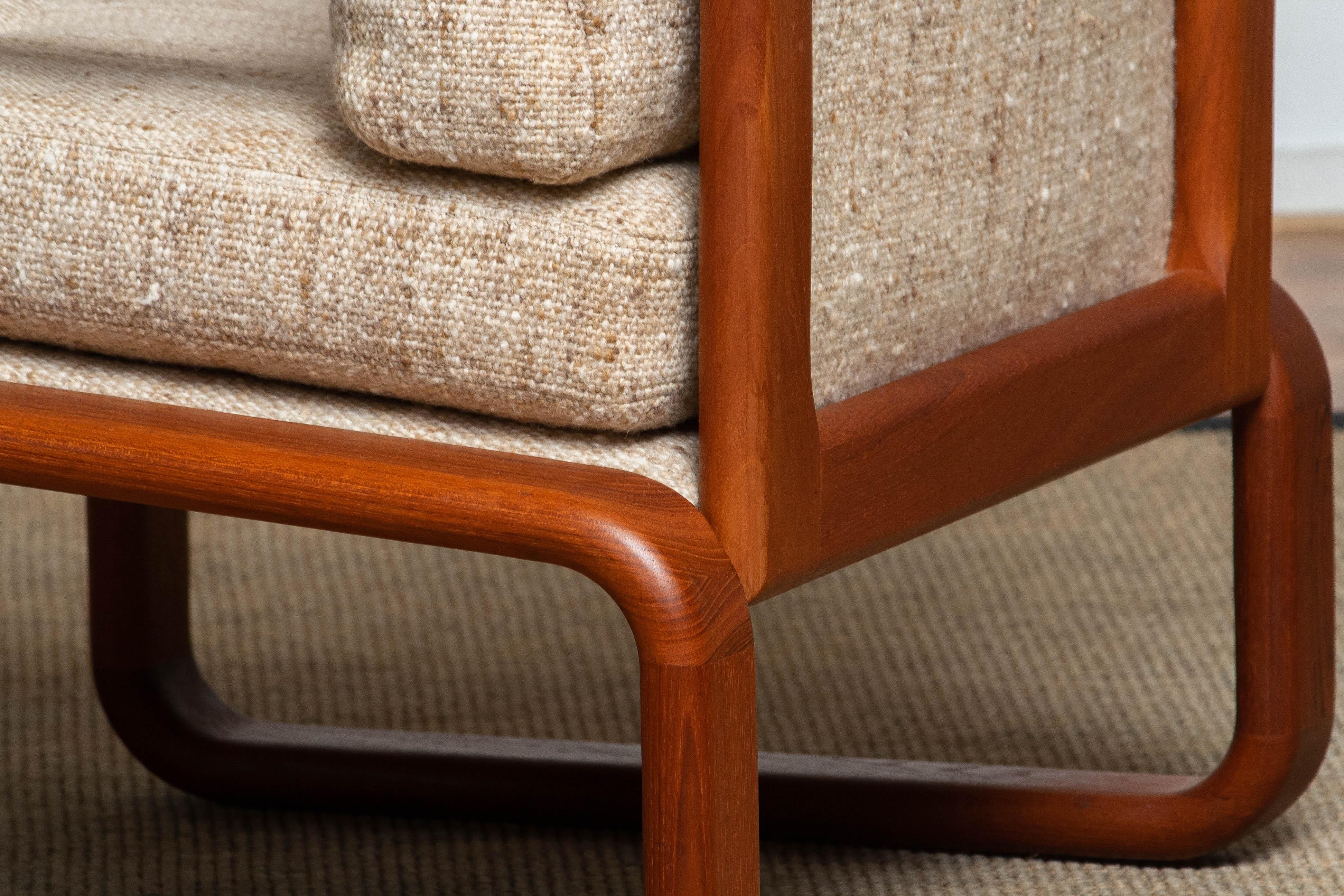 Sedia Lounge / Easy / Club in teak con cuscini in lana di Dhs Designs Danimarca 1980 in vendita 2