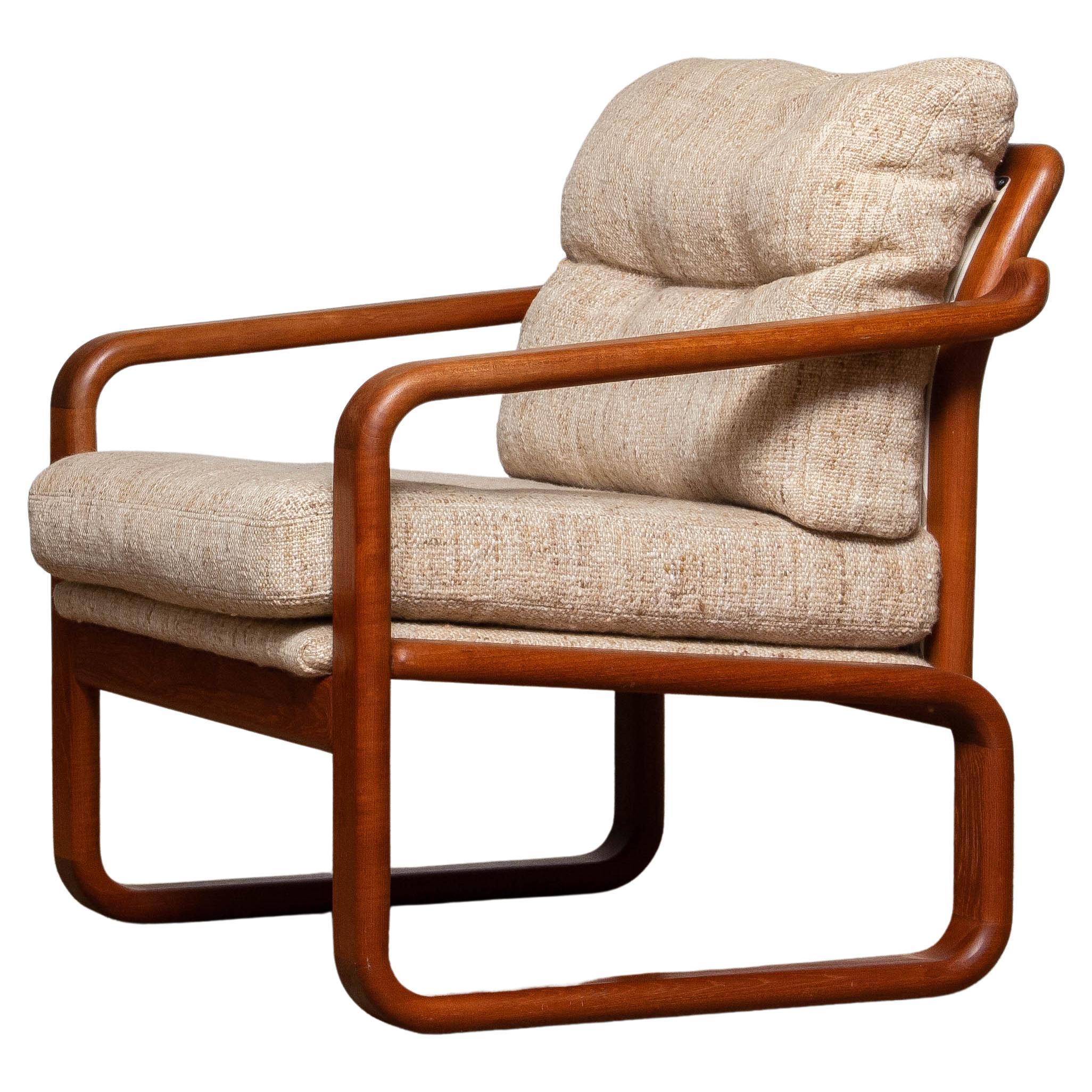 Teak with Wool Cushions Lounge / Easy / Club Chair by DHS Design Denmark 1980 For Sale