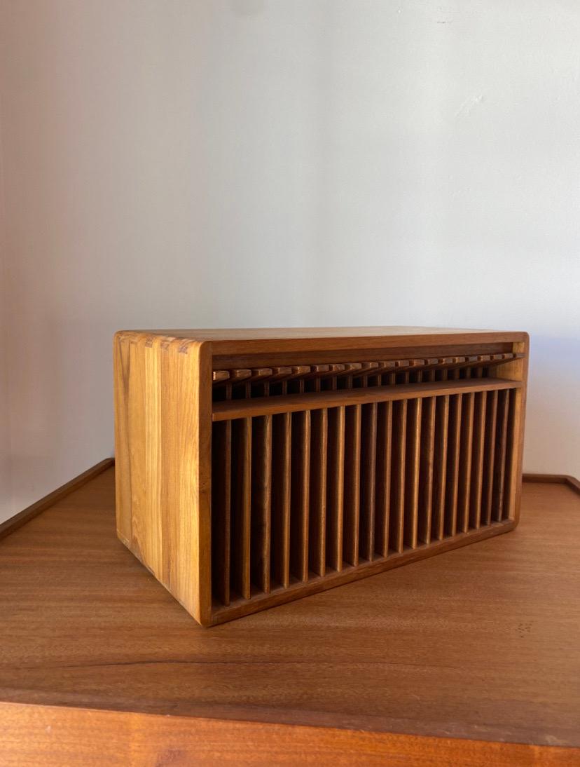 Teak Wood 20 CD Holder & Organizer for Wall or Shelf Kalmar Designs In Good Condition In San Diego, CA