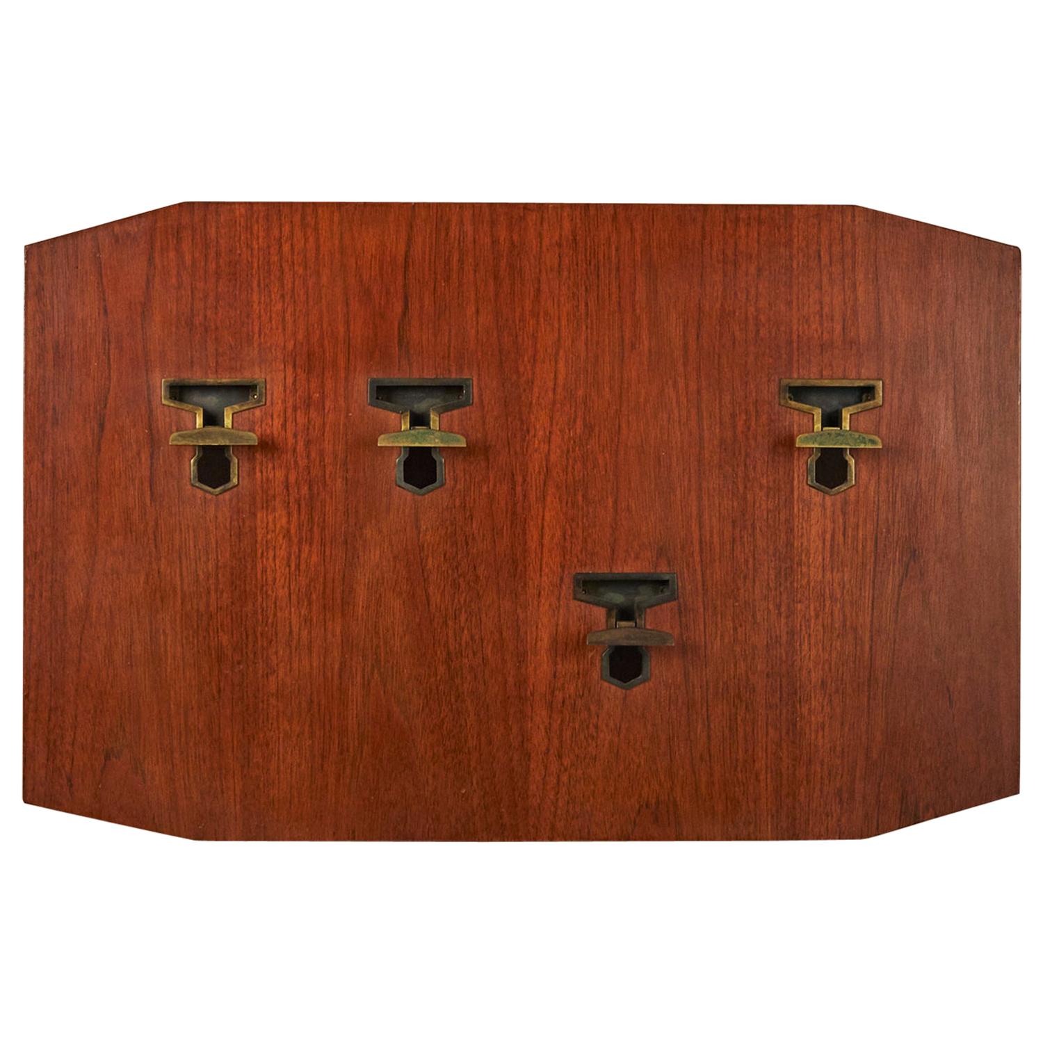 Teak Wood and Brass Coat Rack by Melchiorre Bega from the Late 1950's