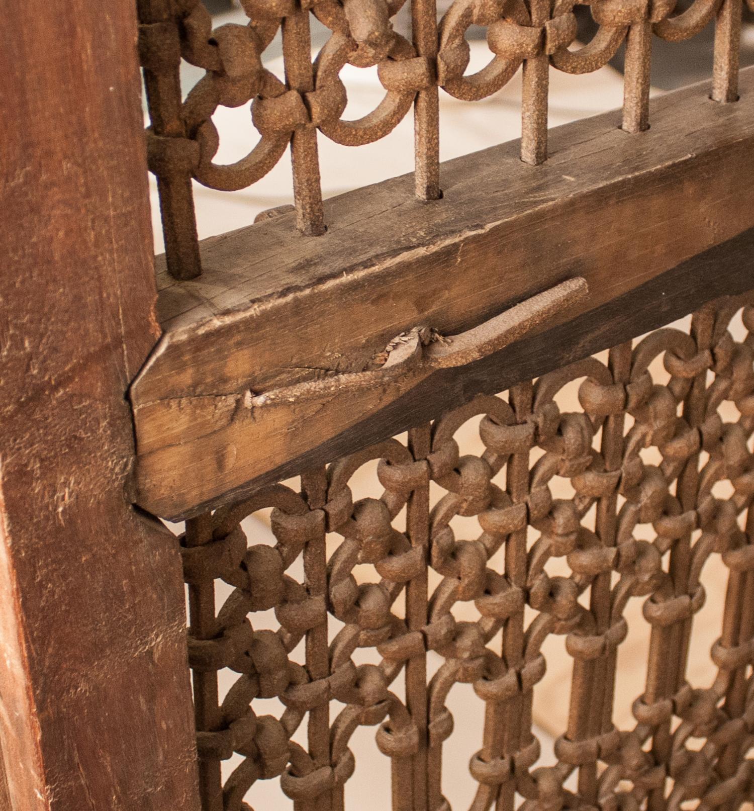 Teak Wood and Iron Four Panel Screen 6