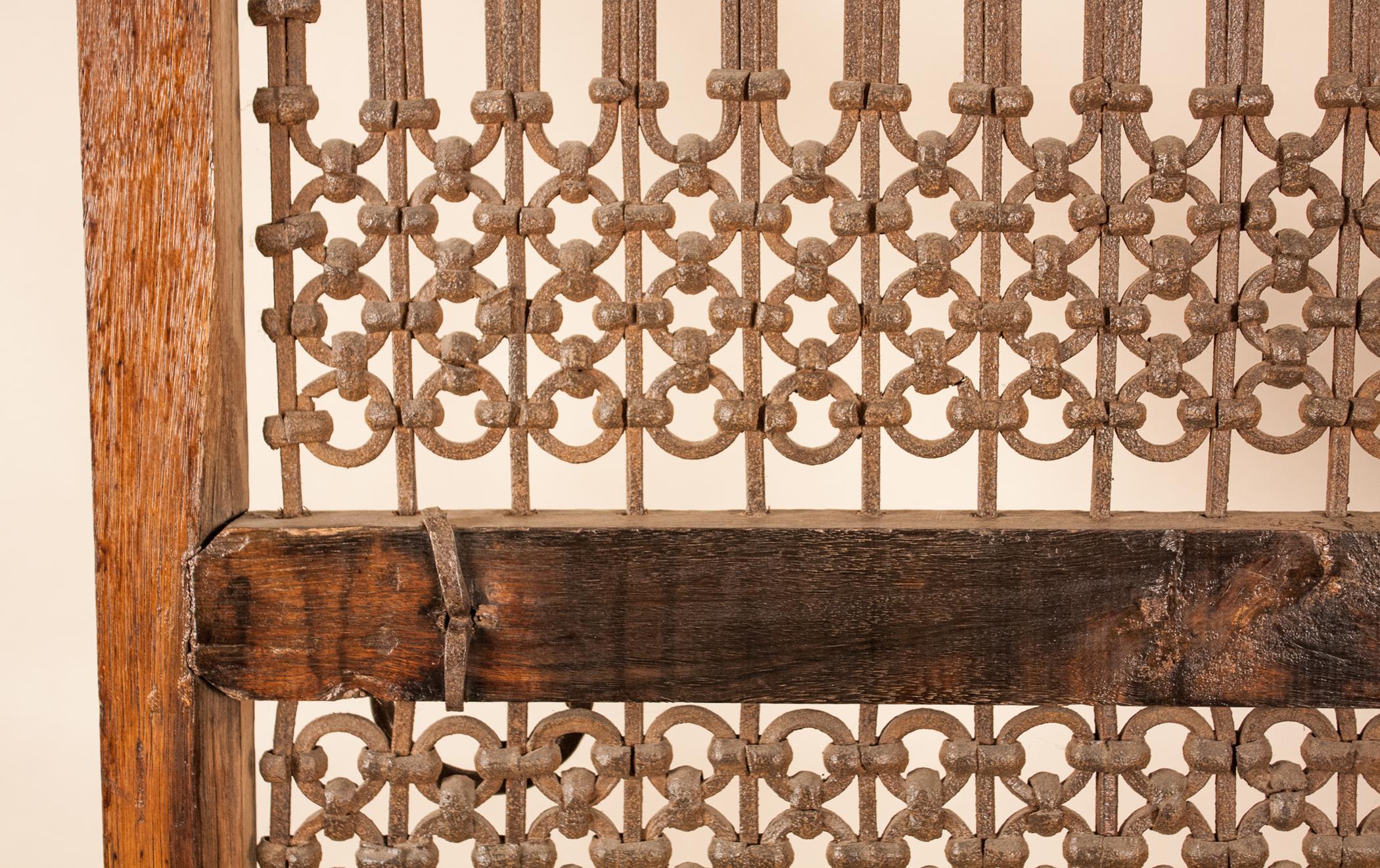 Teak Wood and Iron Four Panel Screen 7