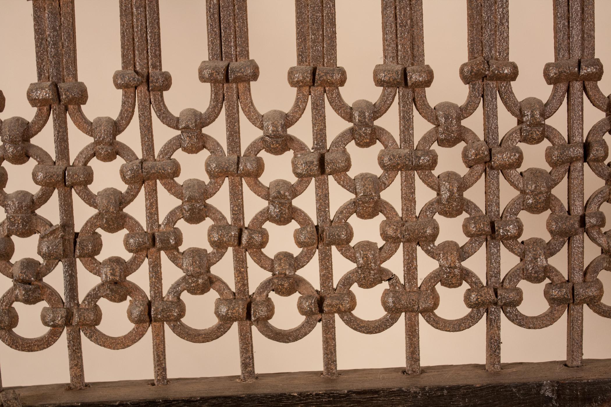 Teak Wood and Iron Four Panel Screen 8