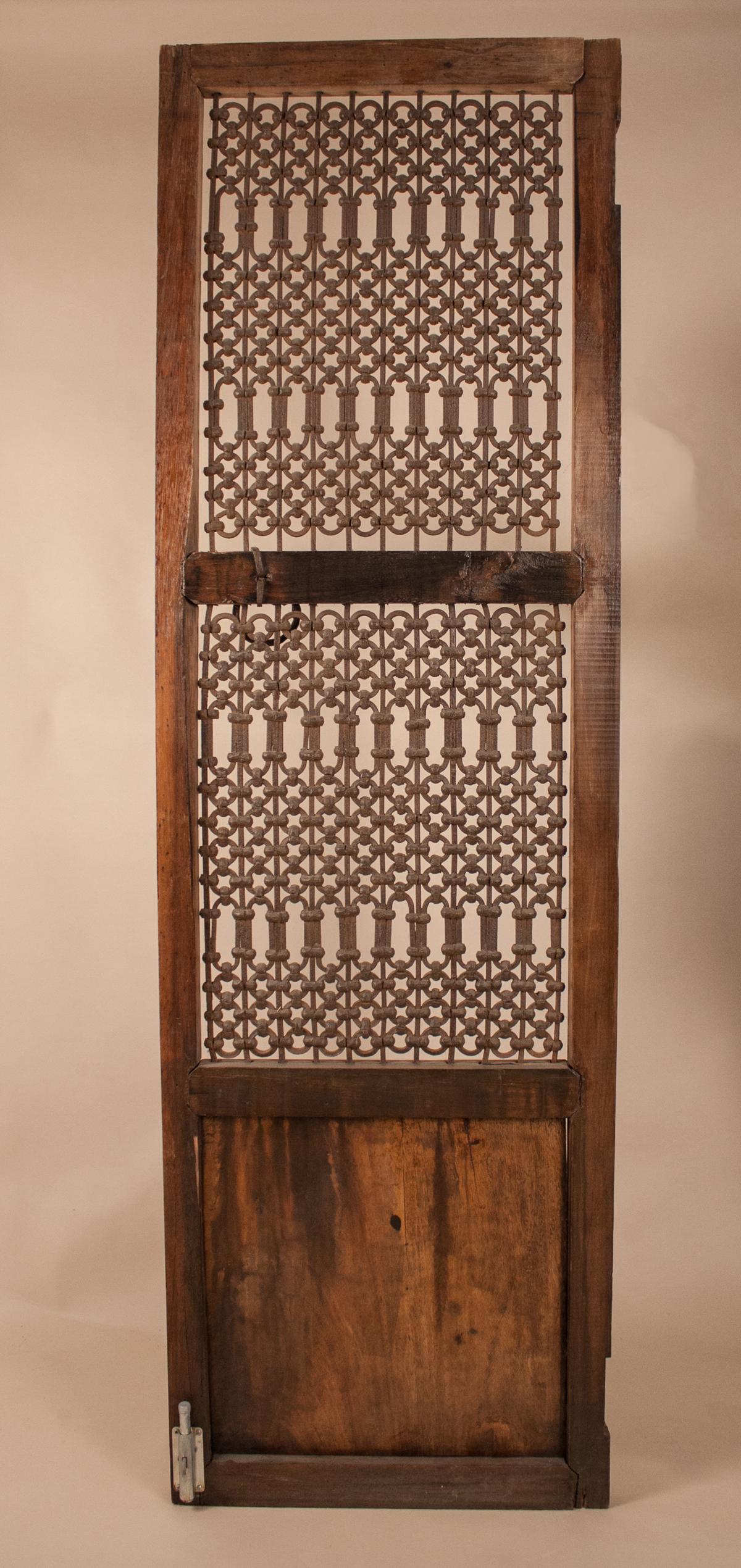 Teak Wood and Iron Four Panel Screen 9