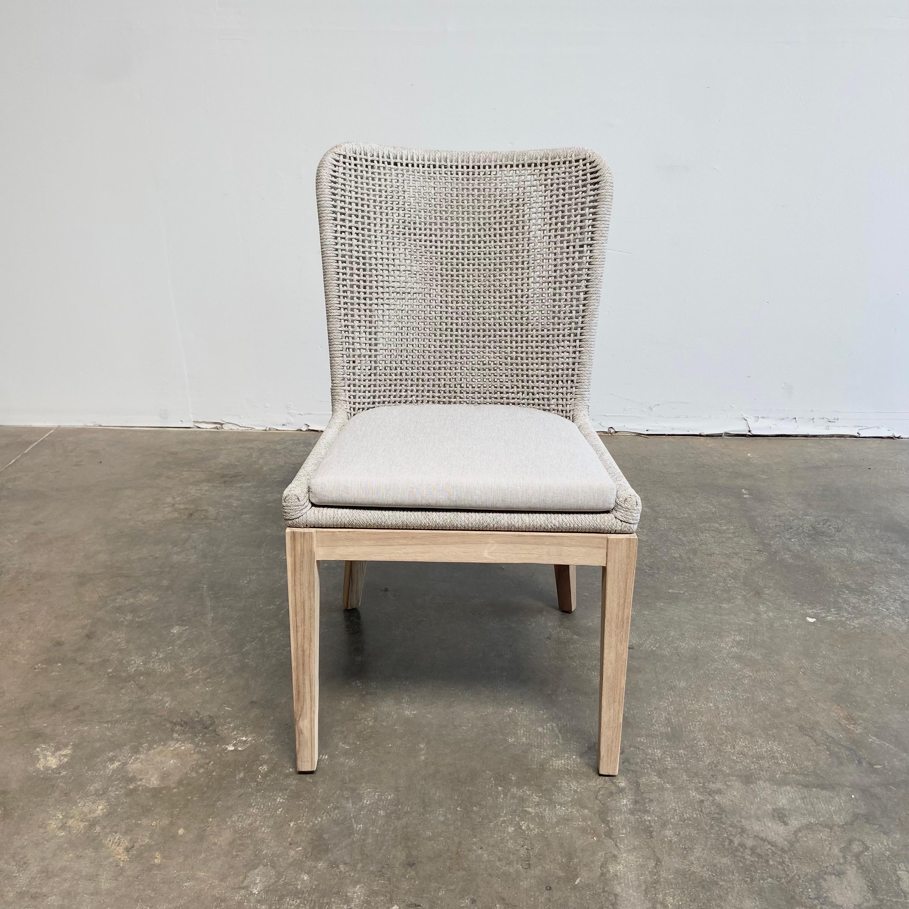 Teak Wood and Woven Rope Outdoor Dining Chairs For Sale at 1stDibs teak and rope outdoor