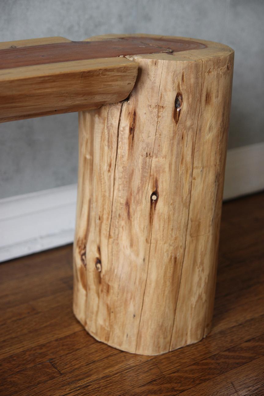 Banco de Madera de Teca, Orgánico Moderno, Patas Cilíndricas en venta 5