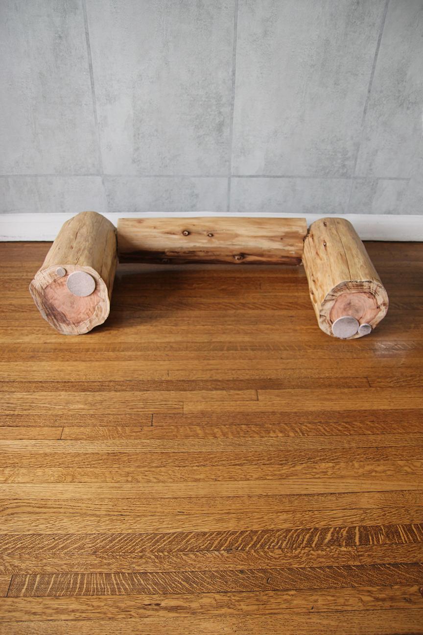 Banco de Madera de Teca, Orgánico Moderno, Patas Cilíndricas en venta 6