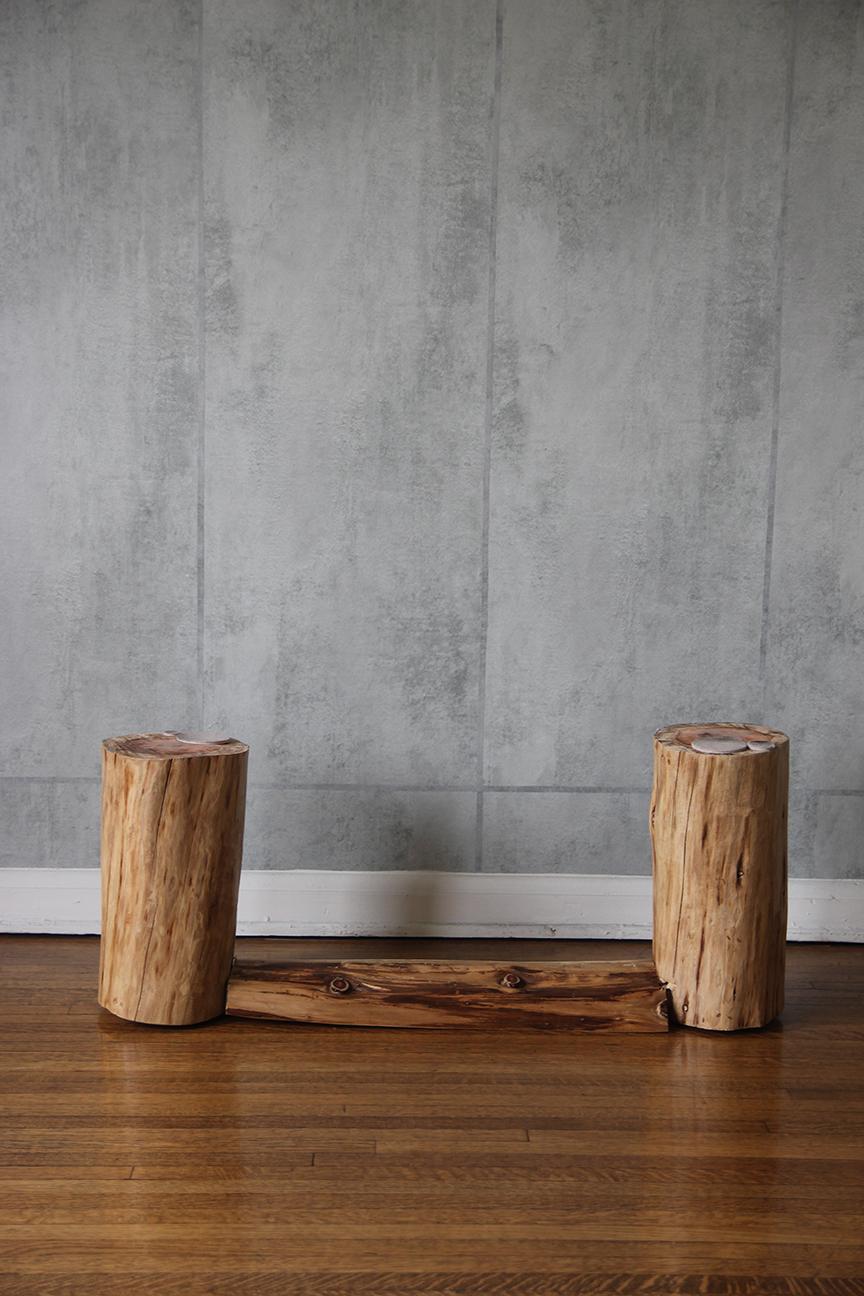 Banco de Madera de Teca, Orgánico Moderno, Patas Cilíndricas en venta 7