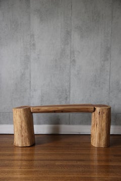 Teak Wood Bench, Modern Organic, Cylindrical Legs