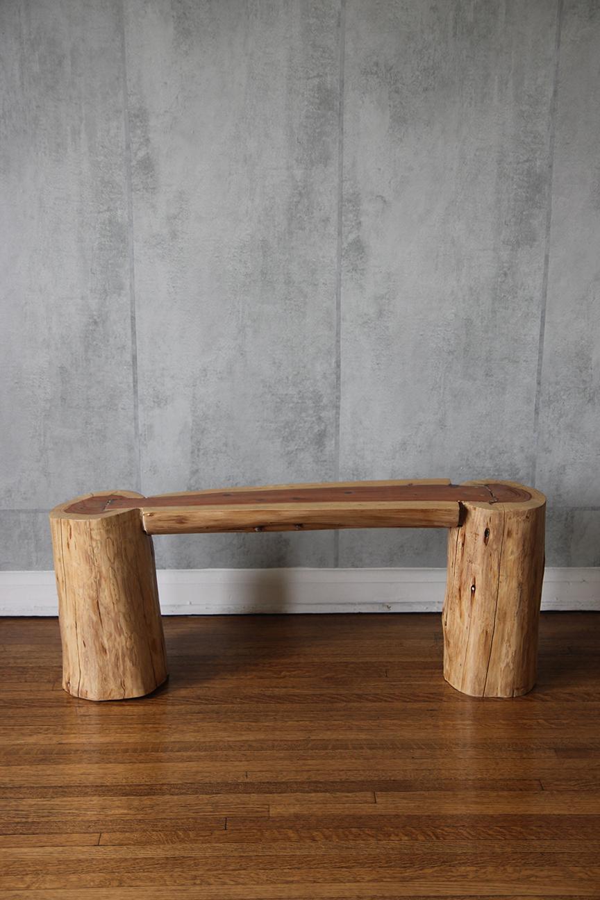 Banco de Madera de Teca, Orgánico Moderno, Patas Cilíndricas Moderno orgánico en venta