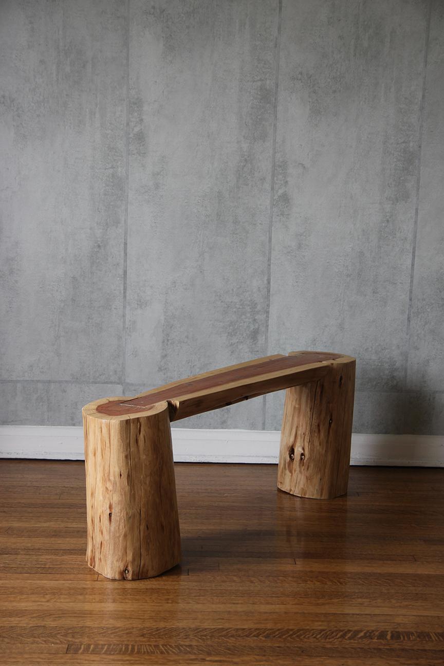 Banco de Madera de Teca, Orgánico Moderno, Patas Cilíndricas Mexicano en venta