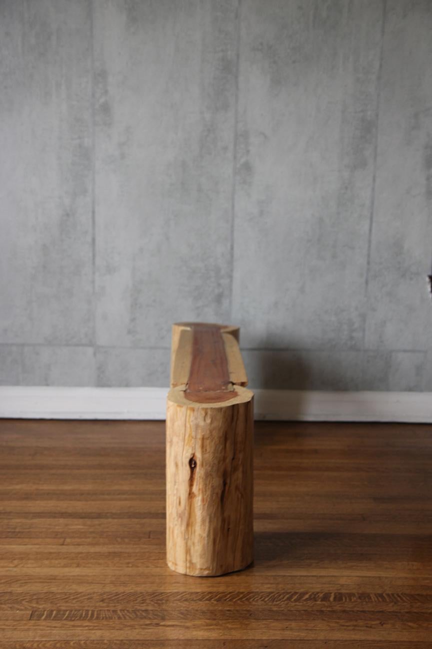 Banco de Madera de Teca, Orgánico Moderno, Patas Cilíndricas en Bueno estado para la venta en Los Angeles, CA