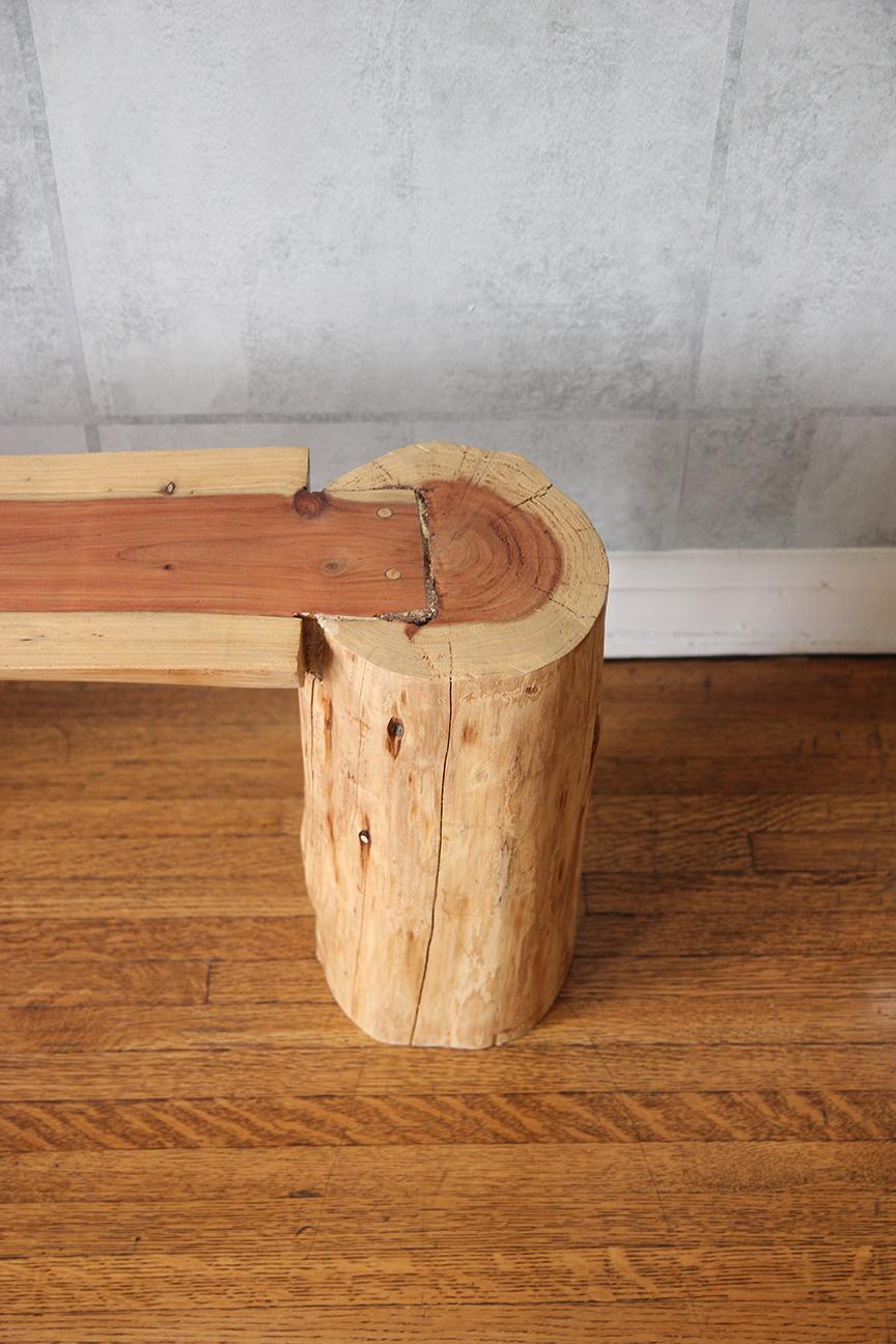 Banco de Madera de Teca, Orgánico Moderno, Patas Cilíndricas en venta 1