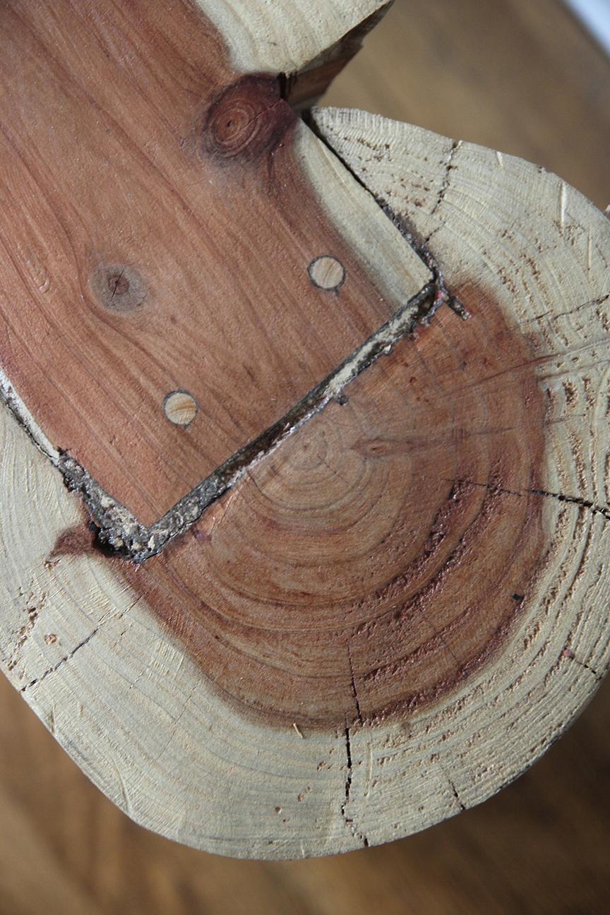 Banco de Madera de Teca, Orgánico Moderno, Patas Cilíndricas en venta 2