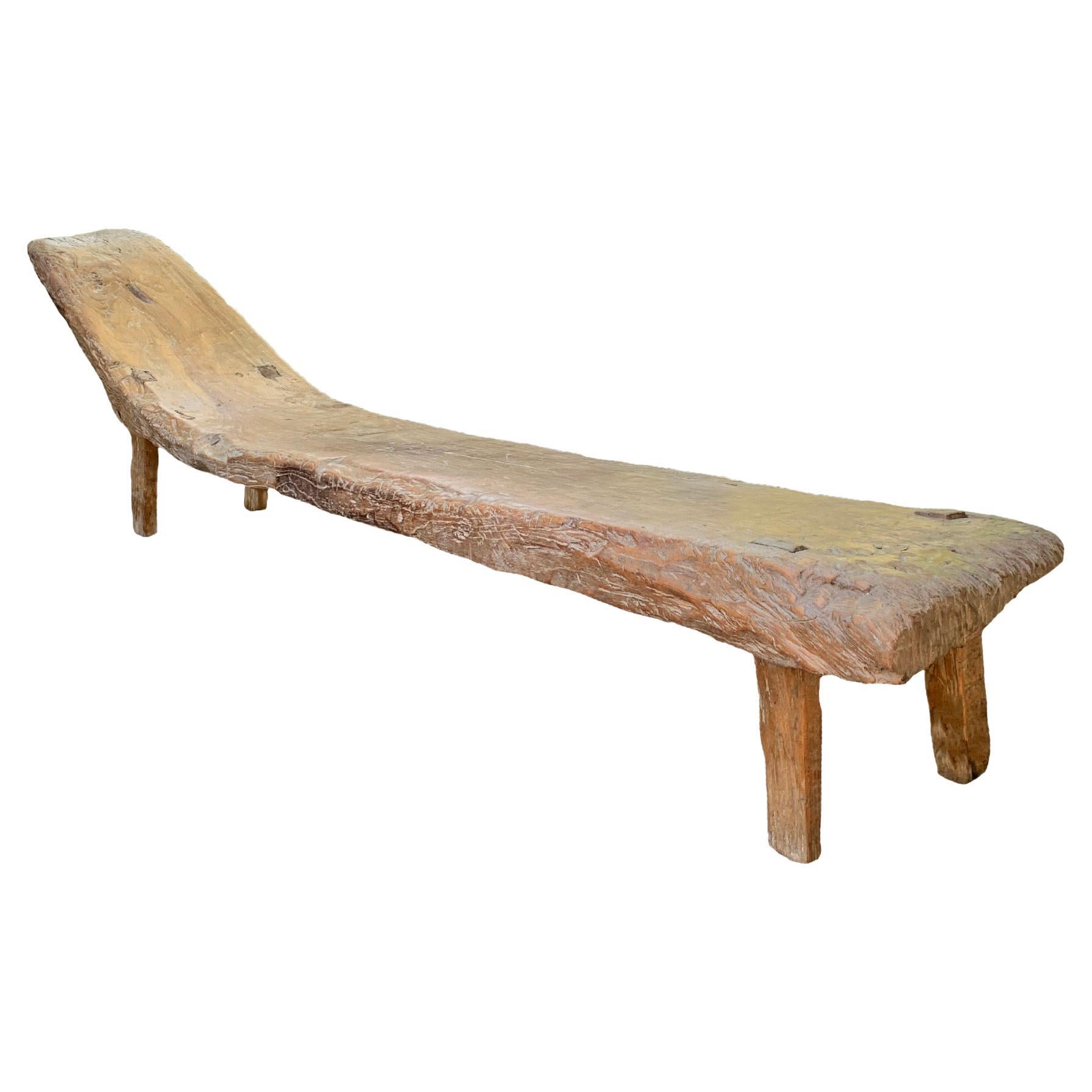 Teak Wood Bench with Long Elegant Shape from Madura Island, East Java, Indonesia For Sale