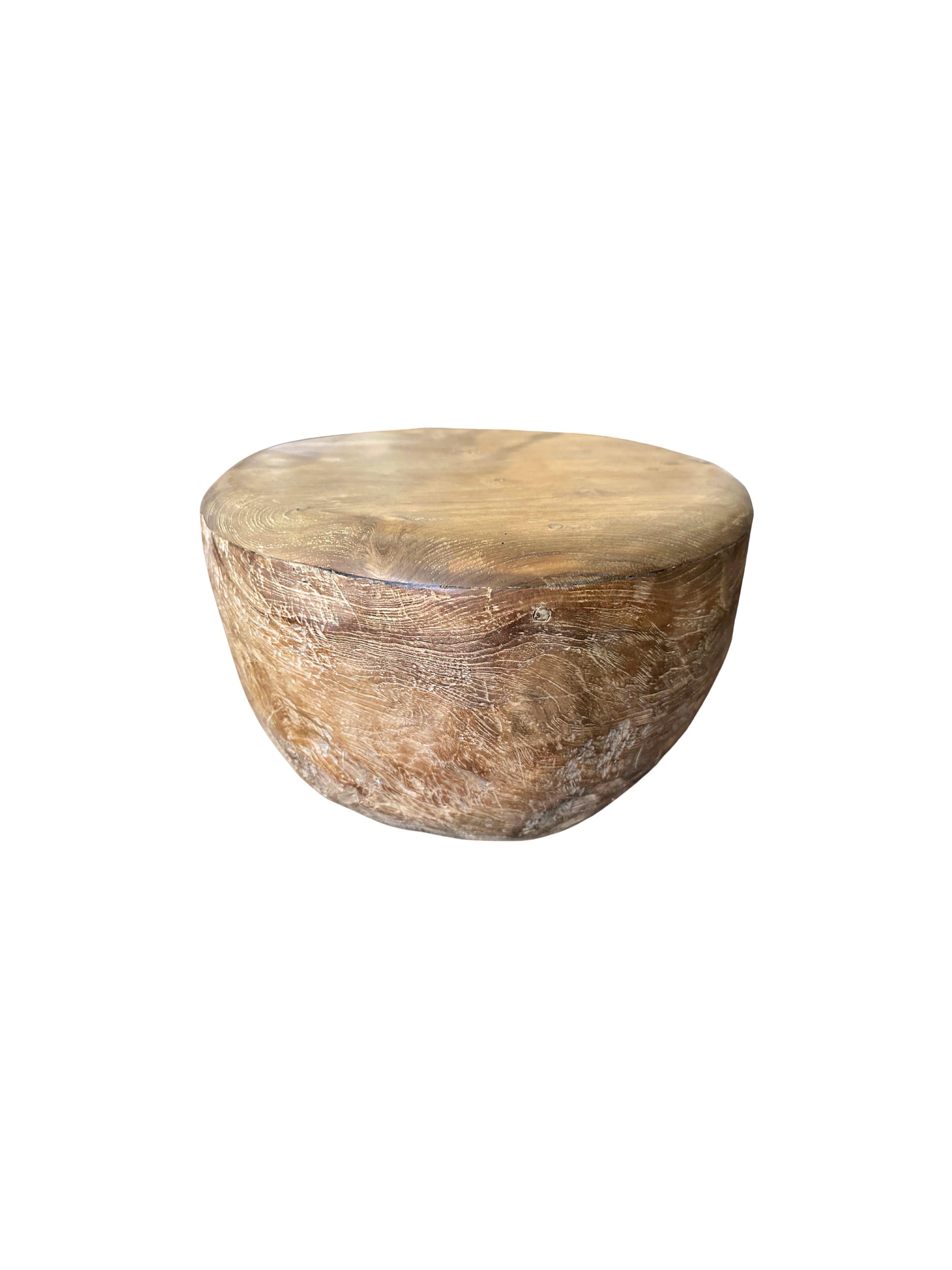 Hand-Crafted Teak Wood Burl Table, Modern Organic