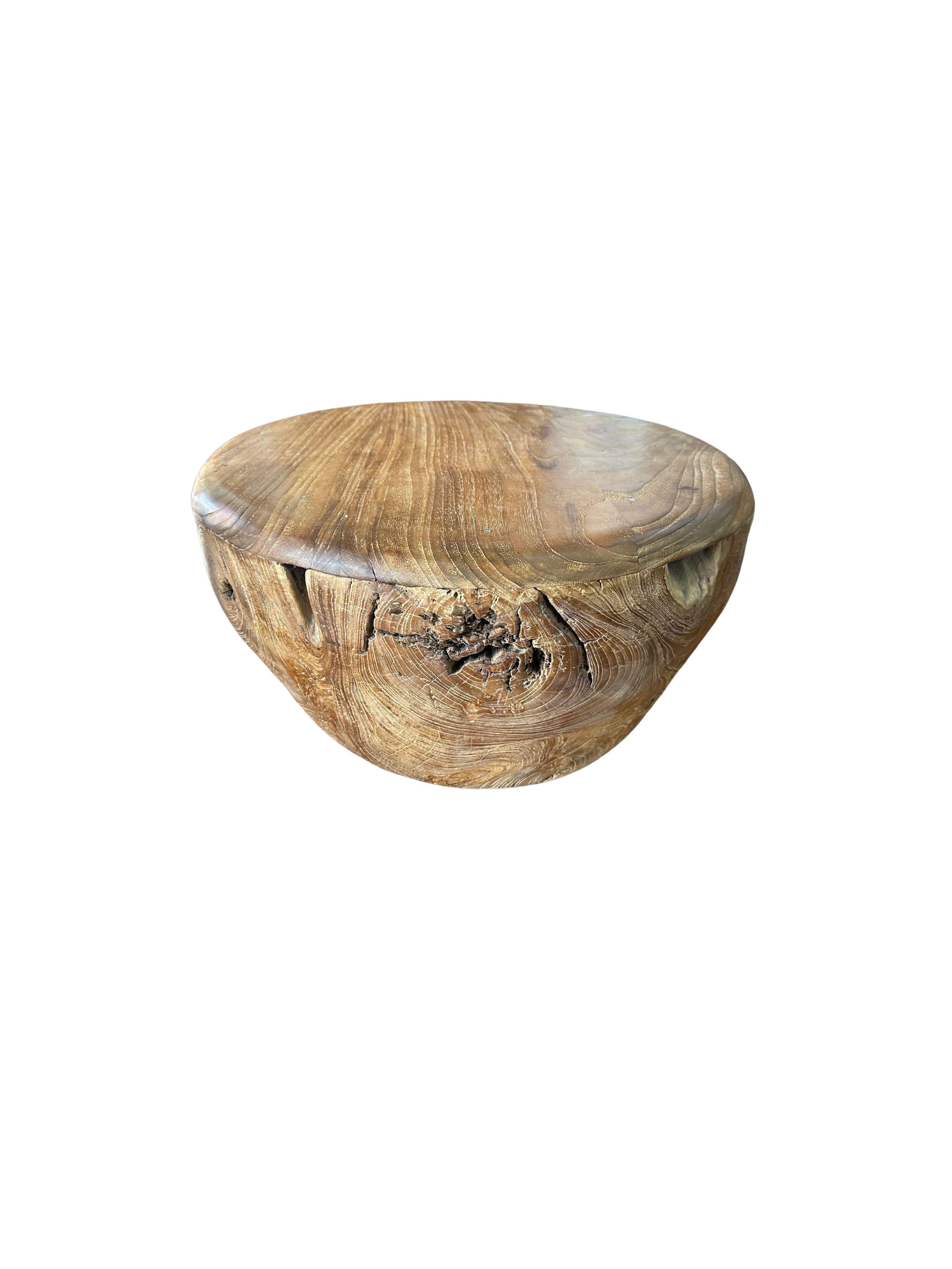 Teak Wood Burl Table, Modern Organic In Good Condition In Jimbaran, Bali