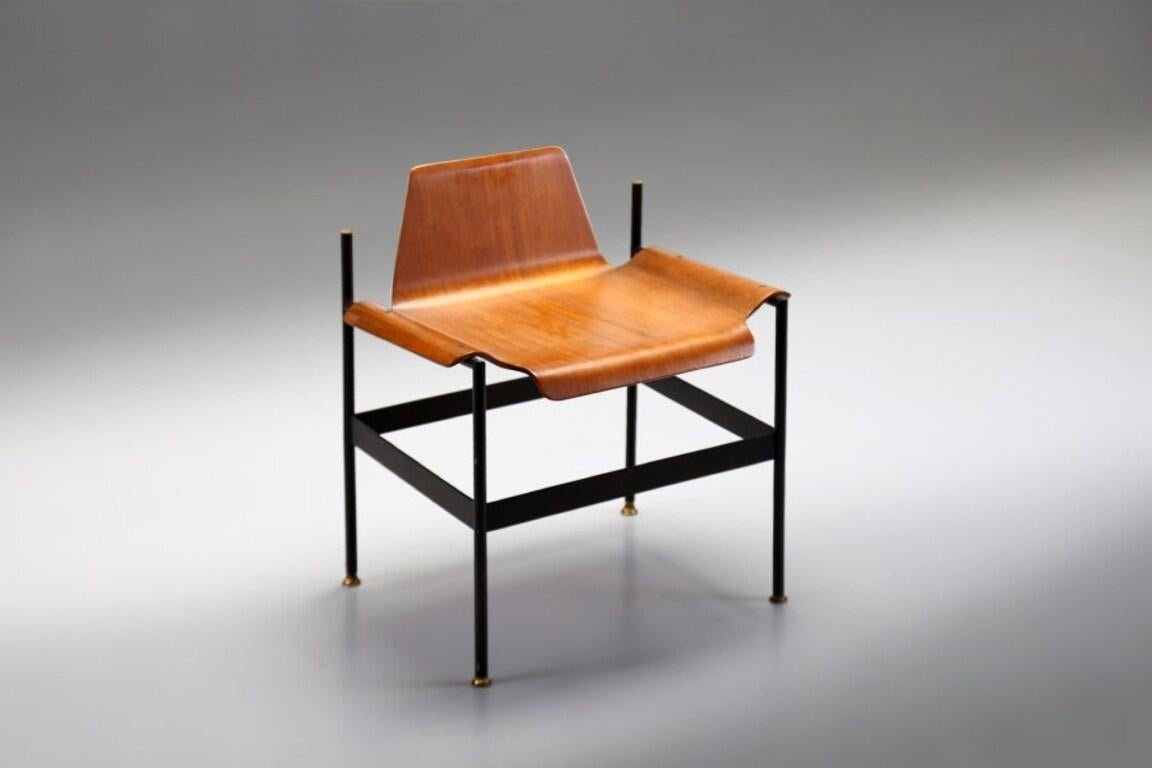 Italian Teak Wood Chair by Eugenia Alberti Reggio & Rinaldo Scaioli, Mid-Century Modern For Sale