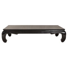 Vintage Teak Wood Chow Legs Coffee Table with Custom Black Lacquer Finish