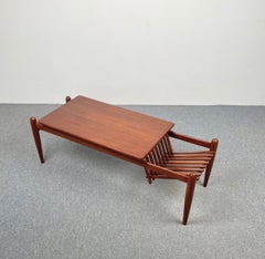 Teak Wood Coffee Table Magazine Rack, Italy, 1960s