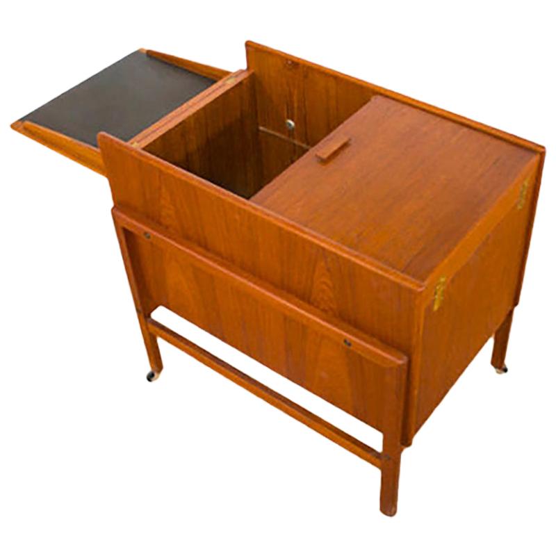Teak Wood Folding Bar Cabinet by Andreas Hansen Mid-Century Modern For Sale