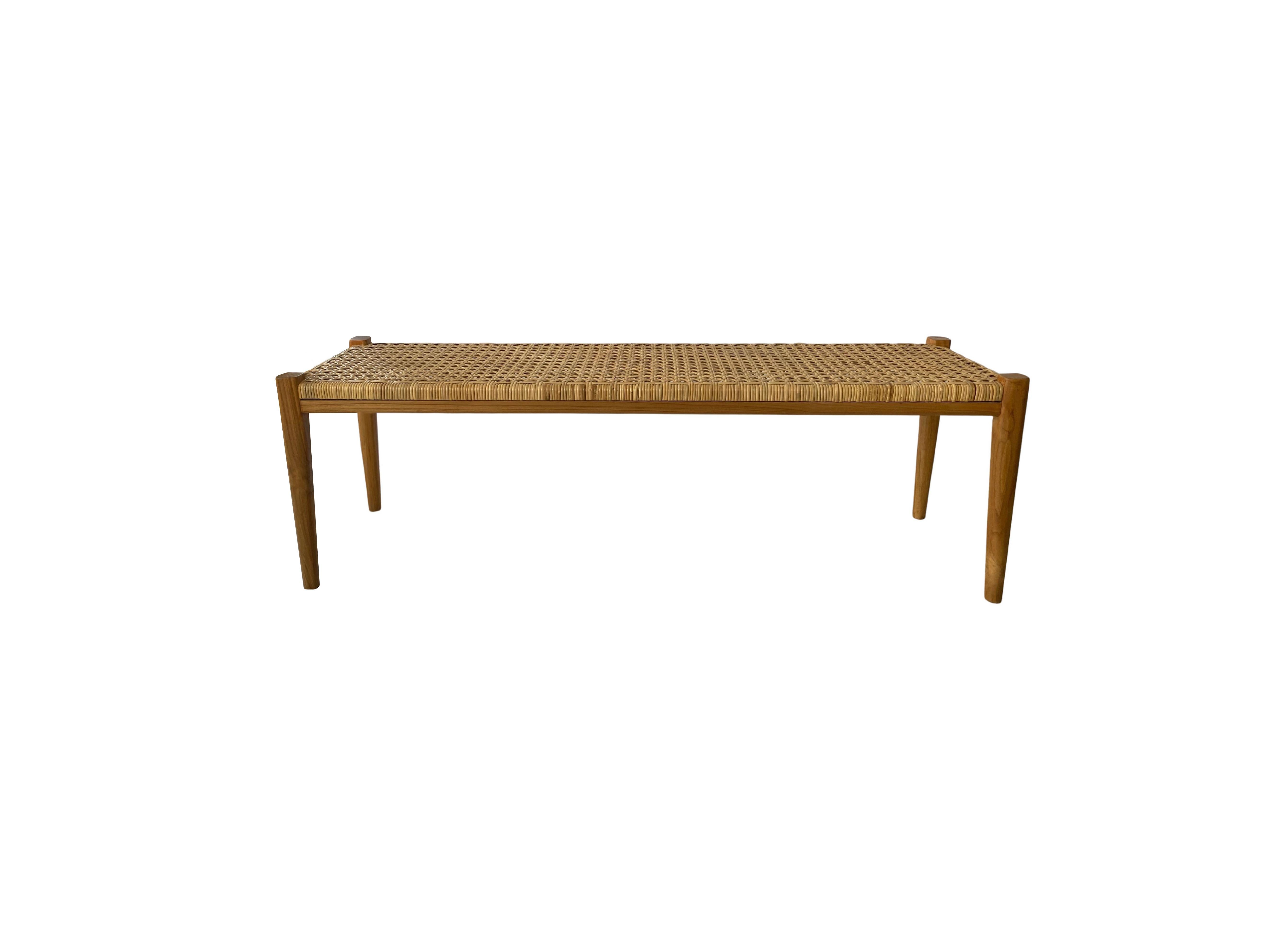 teak rattan bench