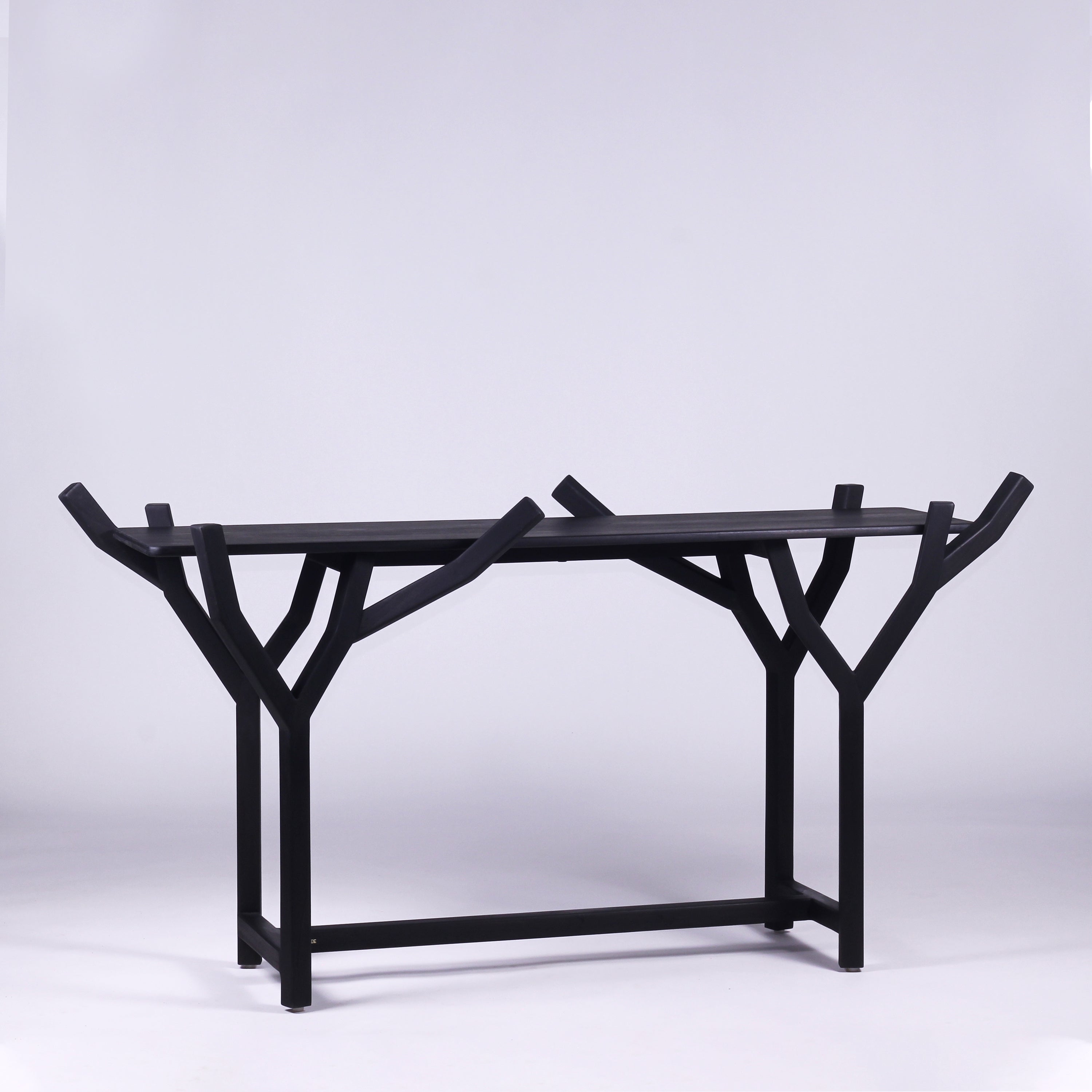 Andrianna Shamaris Triple Burnt Teak Wood Console Table For Sale at 1stDibs