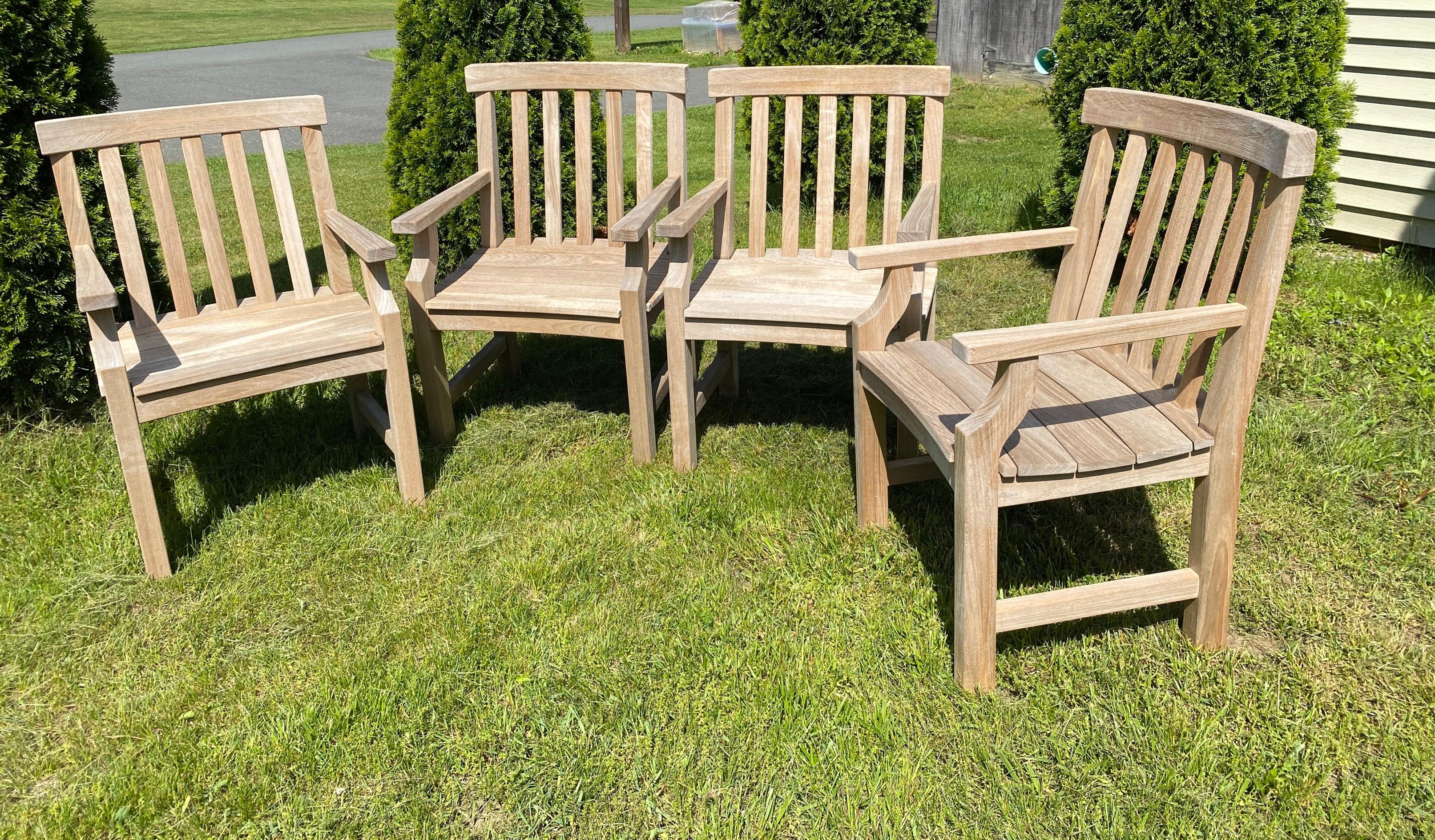 Hand-Crafted missing Teak Wood Garden Dining Table and Chair Ensemble