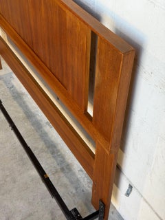 Teak Wood Headboard by Falster Sleek Geometric Queen Bedframe Denmark MCM 1960s