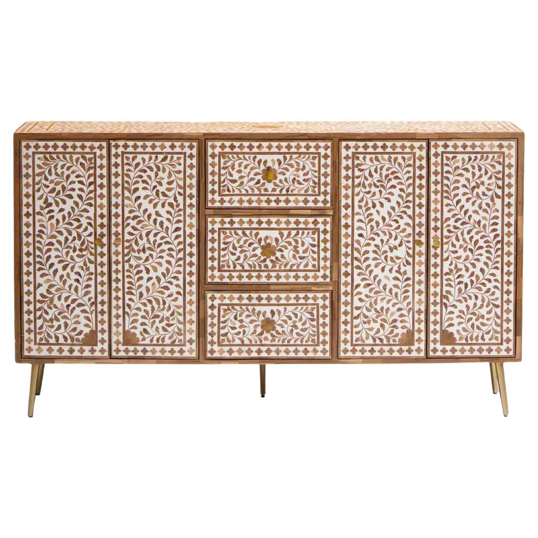 Cabinet en marqueterie de bois de teck en vente