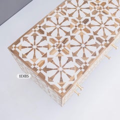 Teak Wood Inlay Low-Profile Media Console with Cord Escapes by House of Jaipur