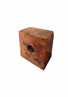 Teak Wood Lesung Rice Mortar Pedestal, Modern Organic