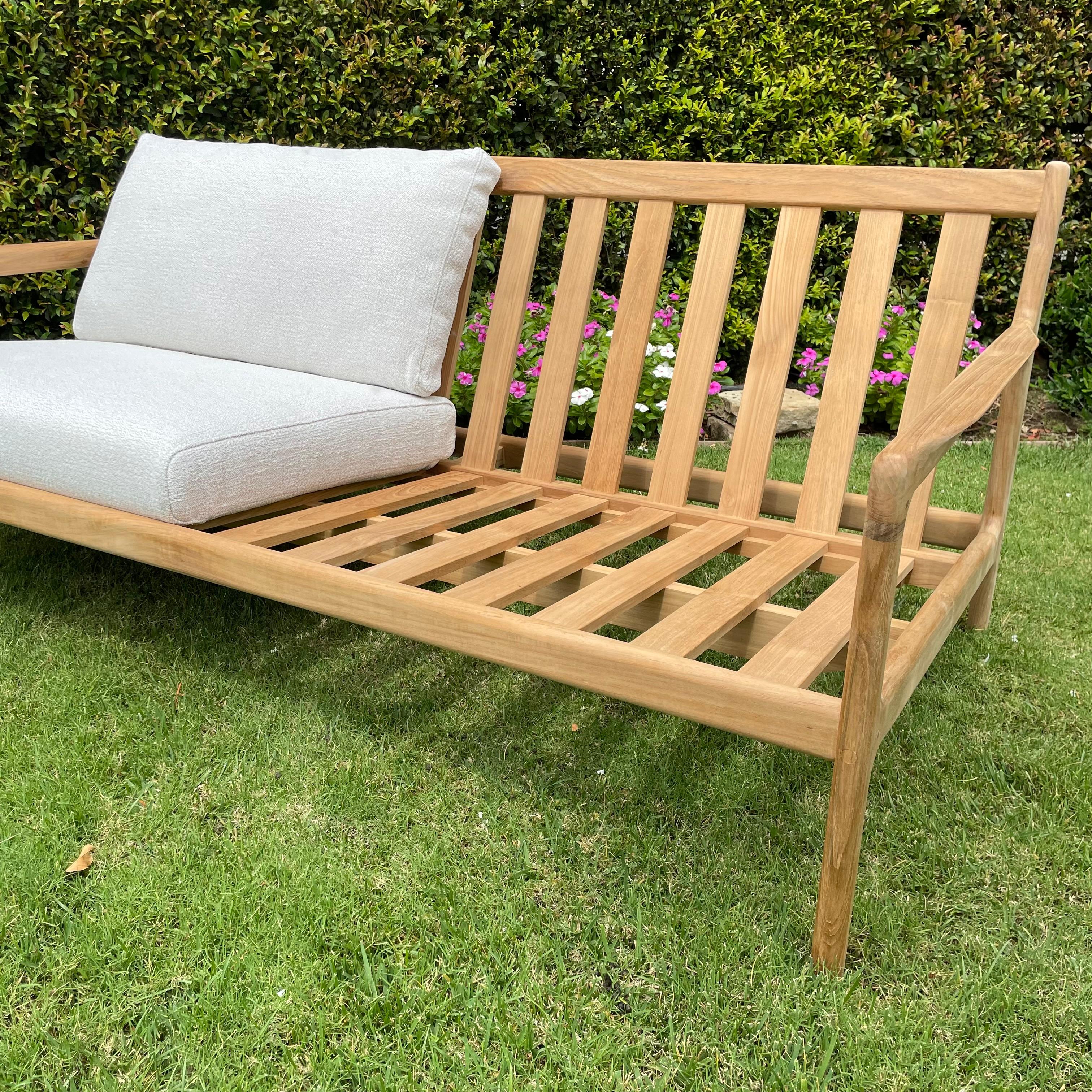 Teak Wood Modern Outdoor Indoor Sofa For Sale 1