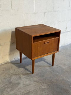 Teak Wood Nightstand by Arne Vodder Danish Minimalist Side Table Denmark 1960s