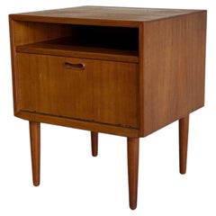 Teak Wood Nightstand by Arne Vodder Danish Minimalist Side Table Denmark 1960s