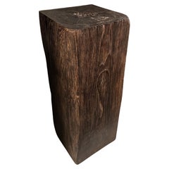 Teak Wood Pedestal Burnt Finish Stunning Wood Textures, Modern Organic