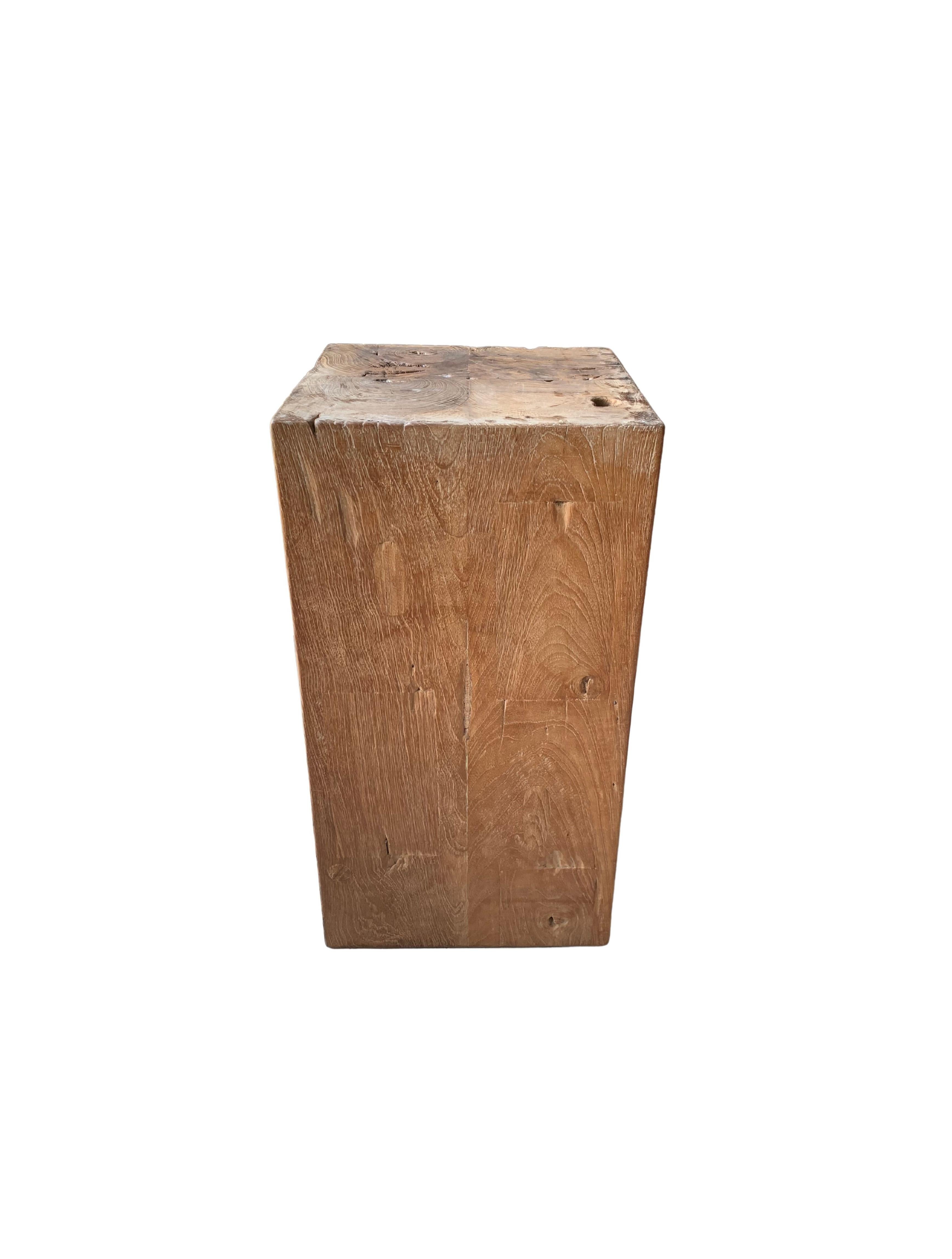 Hand-Crafted Teak Wood Pedestal Crafted in Java, Indonesia For Sale
